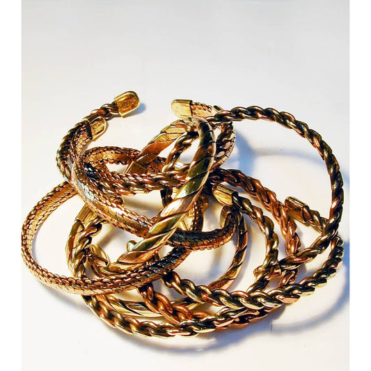 Woven Tri-Metal Bracelet – Copper, Silver-Brass, Golden-Brass