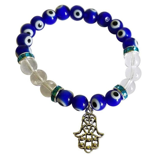  Evil Eye and Clear Quartz Bracelet w/ Hamsa Charm