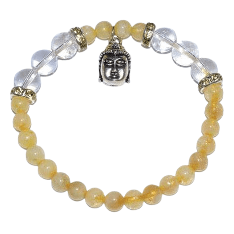 Clear Quartz & Citrine Stone Bracelet with Buddha Head Charm