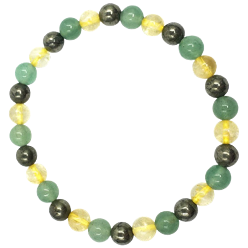 Pyrite, Citrine & Green Aventurine Stone Bracelet