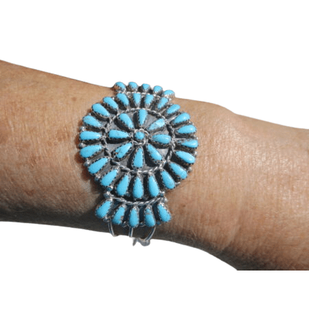 Zuni Petit Point Turquoise Cuff - Sterling Silver